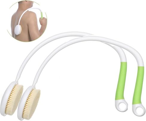 27.5" Back Bath Brush Long Handle for Shower and Silicone Body Scrubber, Shower Back Scrubber with Curved Handle for Elderly, Disabled, Limited Mobility, Post-Surgery, Frozen Shoulder in Saudi Arabia