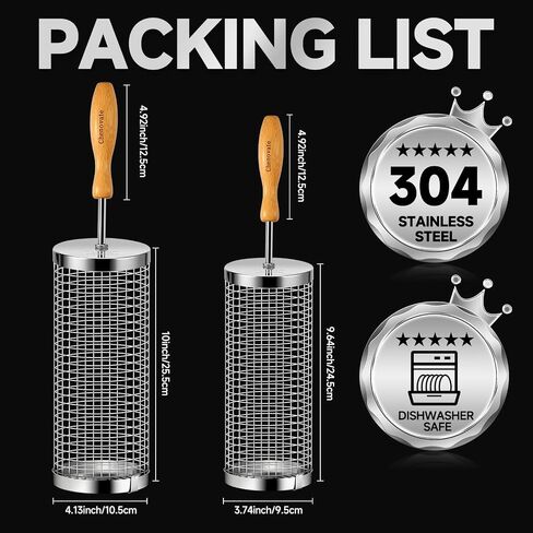Rolling Grill Baskets,Gifts for Men,Grilling Accessories for Veggies—2 Pack in Kuwait