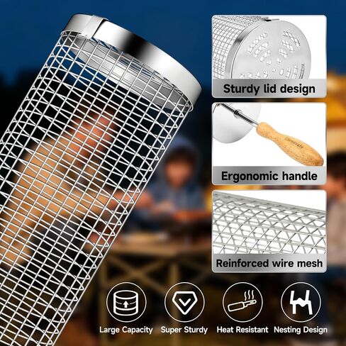 Rolling Grill Baskets,Gifts for Men,Grilling Accessories for Veggies—2 Pack in Kuwait