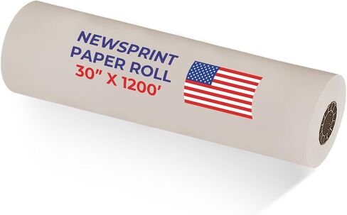ورق POS USA مقاس 18 بوصة × 1200 بوصة 30# لفة ورق الصحف البيضاء - ورق التعبئة لنقل العناصر الهشة وتغليفها وحمايتها (لفة واحدة/علبة) in Kuwait