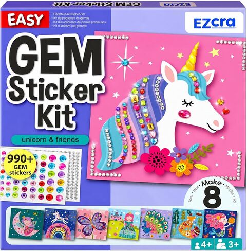 EZCRA Gem Sticker Kit for Kids - 990+ Stickers, 8 Unicorn Princess Themes in Kuwait