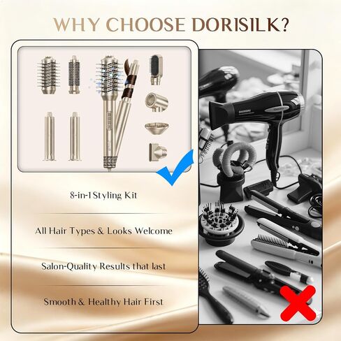 DORISILK Hair Dryer Brush Blow Dryer Brush in One 4 in 1, Hair Brush Blow Dryer 1000W Heating, Round Blowout Brush Hair Dryer and Styler Volumizer One Step for Short/Med/Long Hair Anti-Frizz in Kuwait