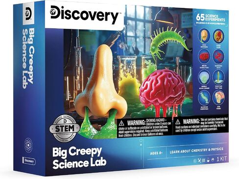 Discovery™ Big Creepy Science Lab – 65 Experiments STEM Kit for Kids| Slime, Reactions, Crystals & Gross Science| Educational Learning Project Activity Set| Chemistry & Physics Toy Gift| Ages 8+ in Saudi Arabia