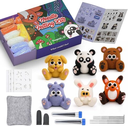 yuegool Needle Felting Kit Beginners, 6 Sets Exclusive Animals Wool Craft in Saudi Arabia