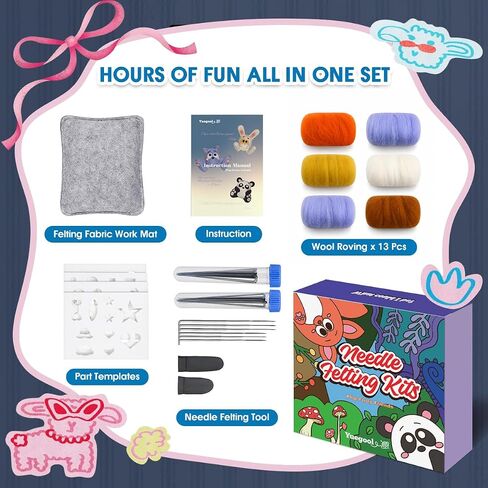 yuegool Needle Felting Kit Beginners, 6 Sets Exclusive Animals Wool Craft in Saudi Arabia