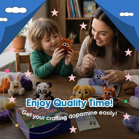 yuegool Needle Felting Kit Beginners, 6 Sets Exclusive Animals Wool Craft in Saudi Arabia
