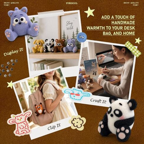 yuegool Needle Felting Kit Beginners, 6 Sets Exclusive Animals Wool Craft in Saudi Arabia