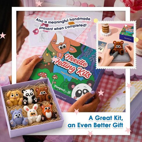 yuegool Needle Felting Kit Beginners, 6 Sets Exclusive Animals Wool Craft in Saudi Arabia