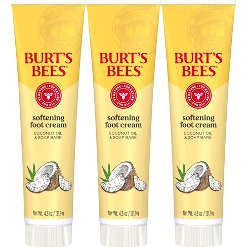 Foot Cream, Burt's Bees Moisturizing Lotion for Dry Skin, with Coconut Oil & Vitamin E, All Natural, 4.34 Ounce (Pack of 3) (Packaging May Vary) in Kuwait