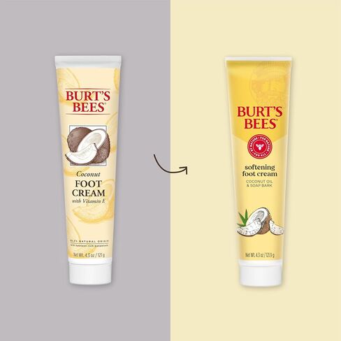 Foot Cream, Burt's Bees Moisturizing Lotion for Dry Skin, with Coconut Oil & Vitamin E, All Natural, 4.34 Ounce (Pack of 3) (Packaging May Vary) in Kuwait