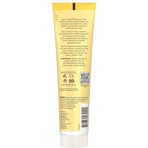 Foot Cream, Burt's Bees Moisturizing Lotion for Dry Skin, with Coconut Oil & Vitamin E, All Natural, 4.34 Ounce (Pack of 3) (Packaging May Vary) in Kuwait