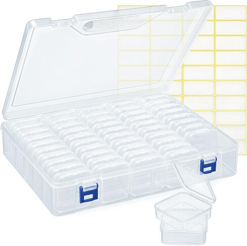 Exptolii Small Bead Organizer Box, 30Pcs Clear Plastic Case Mini Dimond Bead Storage Containers with Hinged Lids and Rectangle for Bracelet Making DIY Jewelry Craft Nail Small Parts in Kuwait