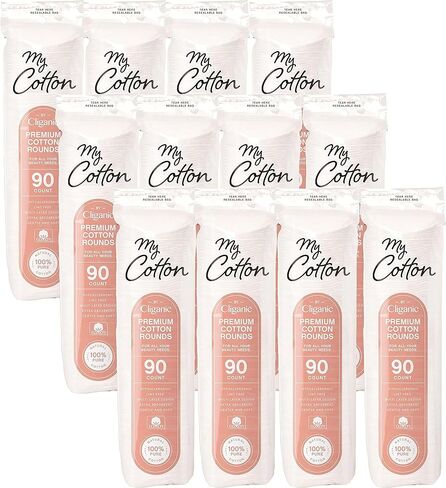 My Cotton Premium Cotton Rounds Bulk (1080 Count) | Makeup Remover Pads, Hypoallergenic, Lint-Free | 100% Pure Cotton in Kuwait