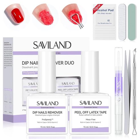 Saviland Dip Powder Liquid Set 15ml/0.5oz - 8Pcs Dip Powder Base Activator and Top Coat, Brush Saver for Dip Powder Nail Kit Dip System Dip Manicure Home DIY Salon Use No Lamp Needed Nail Repair in Saudi Arabia