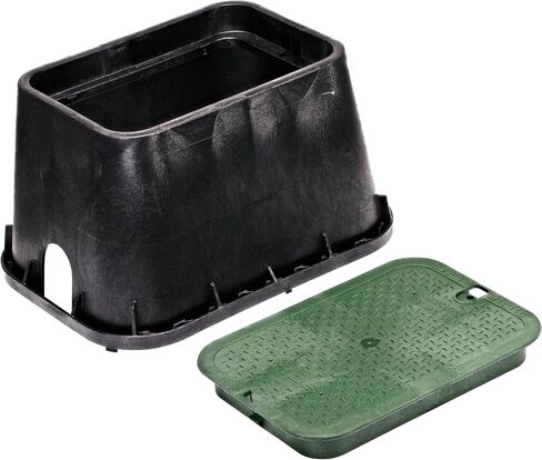 NDS 113BC 10 in. Round Valve Box and Cover, 10 in. Height, Irrigation Control Valve Lettering, Black Box, Green Overlapping Cover, Black/Green in Saudi Arabia