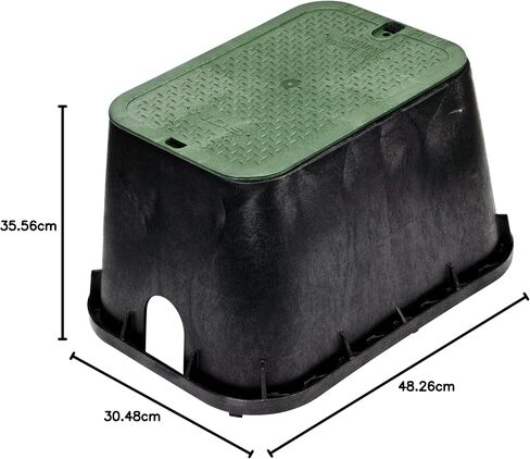 NDS 113BC 10 in. Round Valve Box and Cover, 10 in. Height, Irrigation Control Valve Lettering, Black Box, Green Overlapping Cover, Black/Green in Saudi Arabia