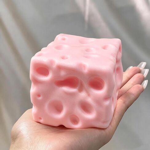 1PC Realistic Swiss Cheese Squishy Toy – Dough Texture Stress Relief Fidget Toy for Adults, Anxiety Relief Sensory Tool, Unique Desk Decor, Not Edible in Saudi Arabia