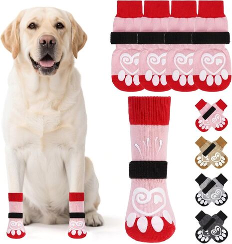 KOOLTAIL Dog Socks Shoes for Hot Pavement, Breathable & Warm Winter Dog Booties to Prevent Licking Paws for Small Medium Large Senior Dogs,Non Slip Grippy Pet Boots & Paw Protectors for Hardwood Floor in Kuwait