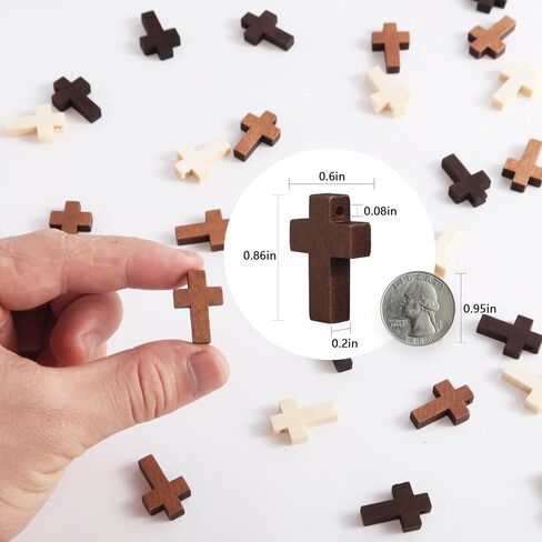 50/120/200 PCS 3 Colors Mini Wooden Prayer Cross Pendants, DIY Craft Charms in Saudi Arabia