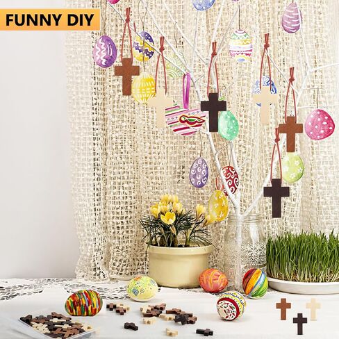 50/120/200 PCS 3 Colors Mini Wooden Prayer Cross Pendants, DIY Craft Charms in Saudi Arabia