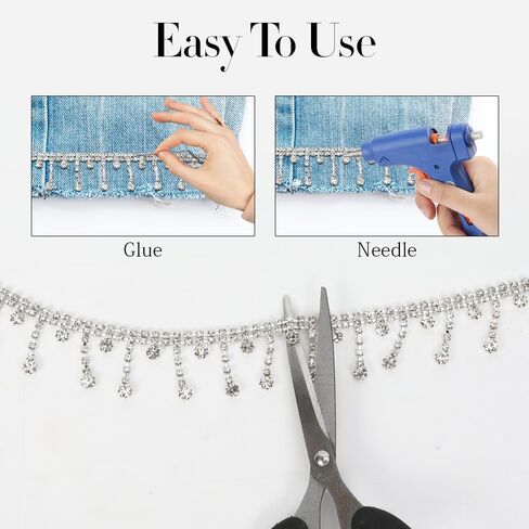 Rhinestone Fringe Trim, Silver Crystal Beaded Diamond Tassel Fringe Ribbon, Rhinestone Chain for Clothing DIY Crafts Wedding Dress Jewelry Accessories Decoration in Saudi Arabia