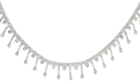 Rhinestone Fringe Trim, Silver Crystal Beaded Diamond Tassel Fringe Ribbon, Rhinestone Chain for Clothing DIY Crafts Wedding Dress Jewelry Accessories Decoration in Saudi Arabia