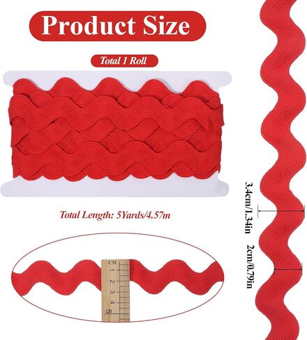 5 Yards Red Rick Rack, Rick Rack Trim for Sewing 20-34mm in Saudi Arabia