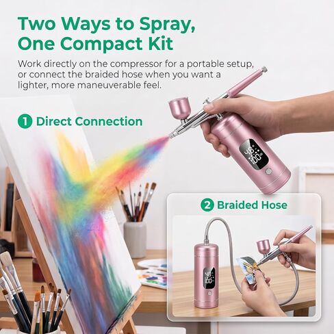Cordless Airbrush Kit with Compressor, 48 PSI High Pressure, 3-Speed in Kuwait