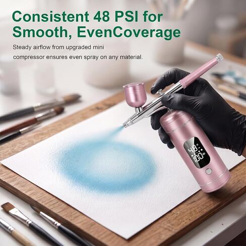 Cordless Airbrush Kit with Compressor, 48 PSI High Pressure, 3-Speed in Kuwait