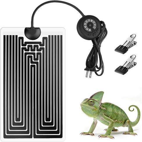Reptile Heating Pad with Thermostat, 10-Level Adjustable Under Tank Heater, 6x11 Inch Graphene Heat Mat for Turtles Frogs Snakes Lizards Geckos Hermit Crabs Spiders, Safe & Even Warming in Kuwait