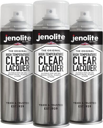 JENOLITE High Temperature Clear Lacquer | HIGH Heat 1200°F | Crystal Clear Finish | Protects Surface and Paintwork from Corrosion & UV Damage with Non-Yellowing Sealer | 500ml (16.9fl oz) in Kuwait