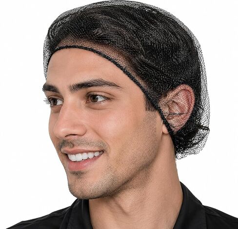 Nylon Hair Net Black 24inch, Durable Hair Nets Food Service. 100Pcs Disposable Hairnets for Sleeping/Equestrian/Commercial/for Women & Men. in Kuwait