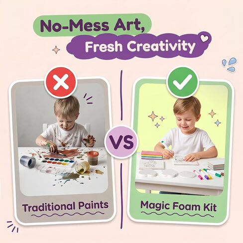 TMOL 103 Pcs Magic Foam Texture Painting Kit, Mess Free Craft Kits for Kids in Saudi Arabia