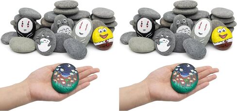 Markdang 40 Pcs Large Rocks for Painting 25pcs 2-3" & 15pcs 3-4" River Rocks for Painting Natural Flat & Smooth Rocks for Painting for Kids & Adult Craft Gift in Kuwait