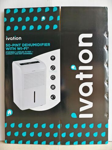 Ivation 4,500 Sq Ft Smart Wi-Fi Energy Star Dehumidifier with App, Continuous Drain Hose Connector, Programmable Humidity, 2.25 Gal Reservoir for Medium and Large Rooms (4,500 Sq Ft) in Saudi Arabia
