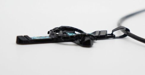 Black Cross & Crown of Thorns Pendant with Turquoise Inlay, Black Leather Cord Necklace, Faith Gift for Him or Her in Saudi Arabia