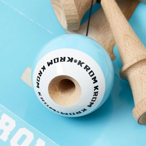 KROM - Kendama Toy POP LOL Sky Blue - High Wood Quality - Extra Strong - for Beginner and Pro - Gift Pack : Extra String + Stickers in Saudi Arabia