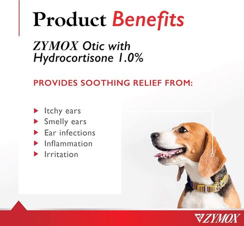 Zymox Otic Enzymatic Solution for Dogs and Cats to Soothe Ear Infections with 1% Hydrocortisone for Itch Relief, 8oz in Saudi Arabia