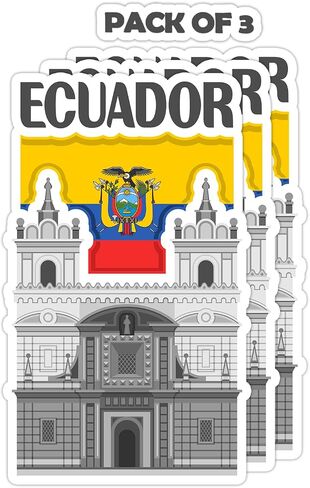 Ecuador Souvenir Stickers 3-Pack - Handmade Travel Collectible Decals - Flag & Landmark Design (3" Wide (Medium)) in Saudi Arabia