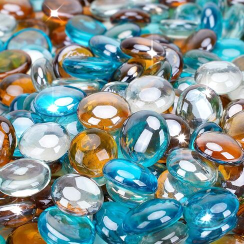 Stanbroil 10-Pound Blended Fire Glass Beads - 1/2 inch Fire Glass Drops Blended Emerald Green, Crystal Ice, Caramel Luster for Indoor and Outdoor Gas Fire Pits and Fireplaces in Kuwait