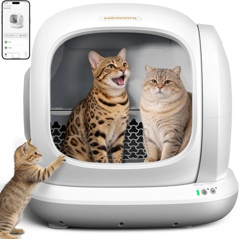 Meowant Self-Cleaning Cat Litter Box, 75L Extra Large Open-Top, APP Control in Kuwait