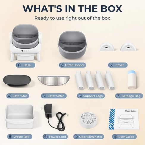 Automatic Litter Box,Open Top Self Cleaning Litter Box Grey in Saudi Arabia