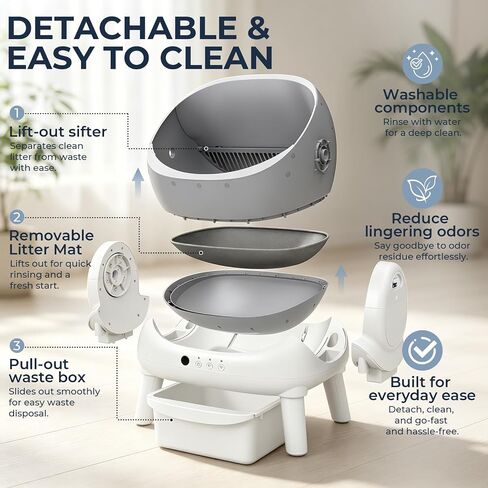 Automatic Litter Box,Open Top Self Cleaning Litter Box Grey in Saudi Arabia