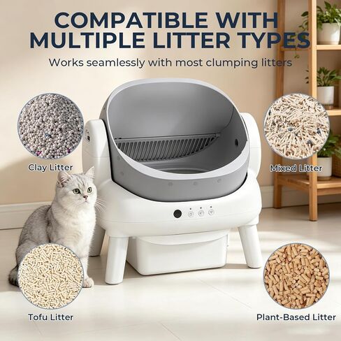 Automatic Litter Box,Open Top Self Cleaning Litter Box Grey in Saudi Arabia