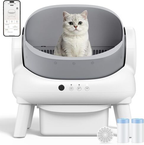 Automatic Litter Box,Open Top Self Cleaning Litter Box Grey in Saudi Arabia