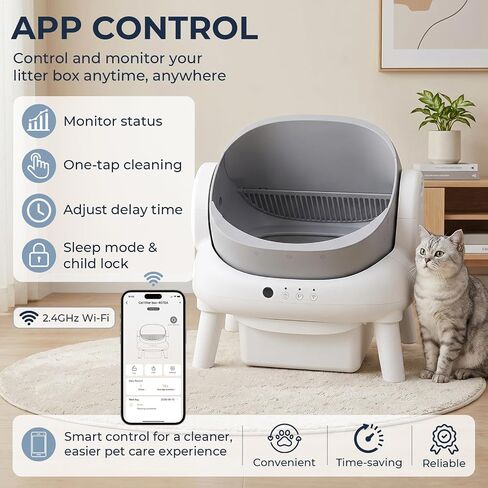 Automatic Litter Box,Open Top Self Cleaning Litter Box Grey in Saudi Arabia