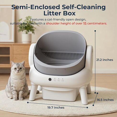 Automatic Litter Box,Open Top Self Cleaning Litter Box Grey in Saudi Arabia