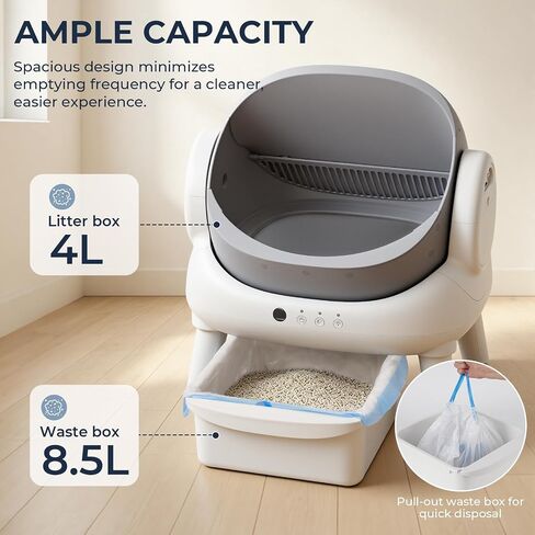 Automatic Litter Box,Open Top Self Cleaning Litter Box Grey in Saudi Arabia