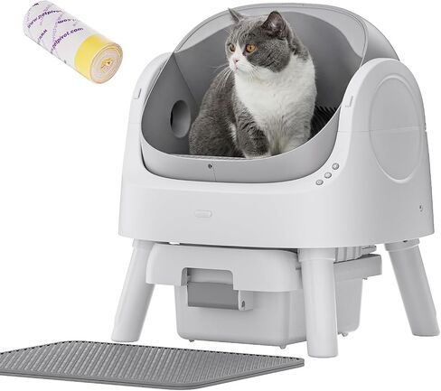 PetPivot Automatic Litter Box for Cats, Open-Top Design with Safety Sensors, Includes Liners and Litter Mat, Suitable for Multi-Cat Homes, Grey in Saudi Arabia