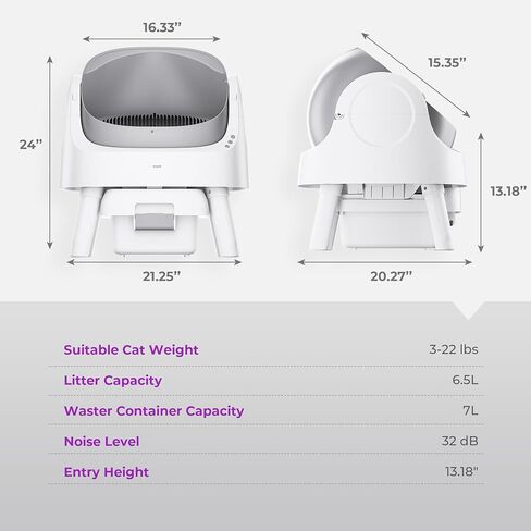 PetPivot Automatic Litter Box for Cats, Open-Top Design with Safety Sensors, Includes Liners and Litter Mat, Suitable for Multi-Cat Homes, Grey in Saudi Arabia